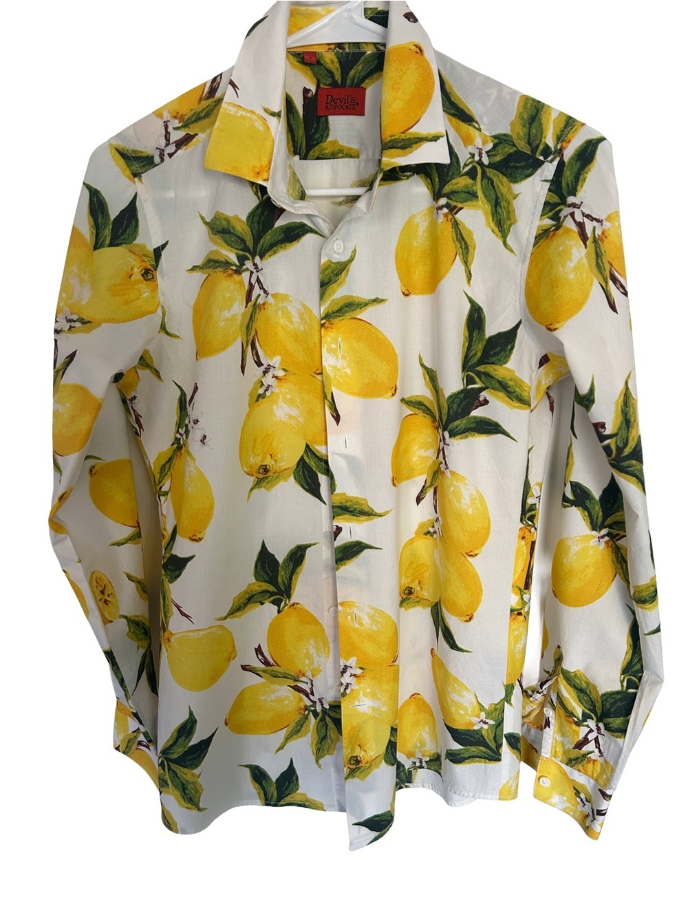 Devil's Advocate Men's Lemon Print
Slim Fit Long Sleeve Shirt. size S